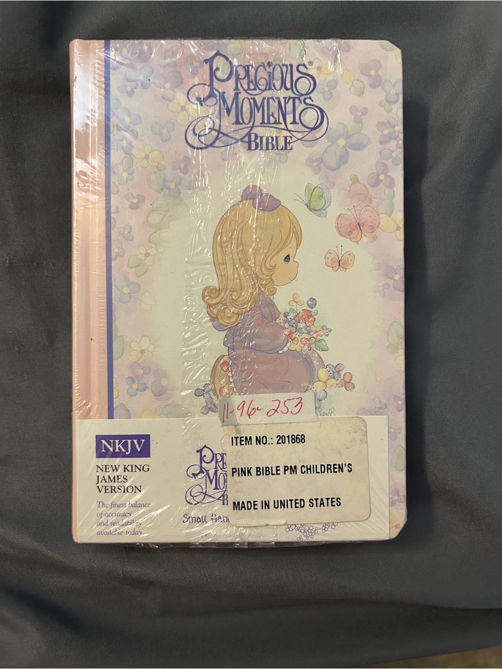 Precious Moments Pink Children's Bible with Floral Illustration